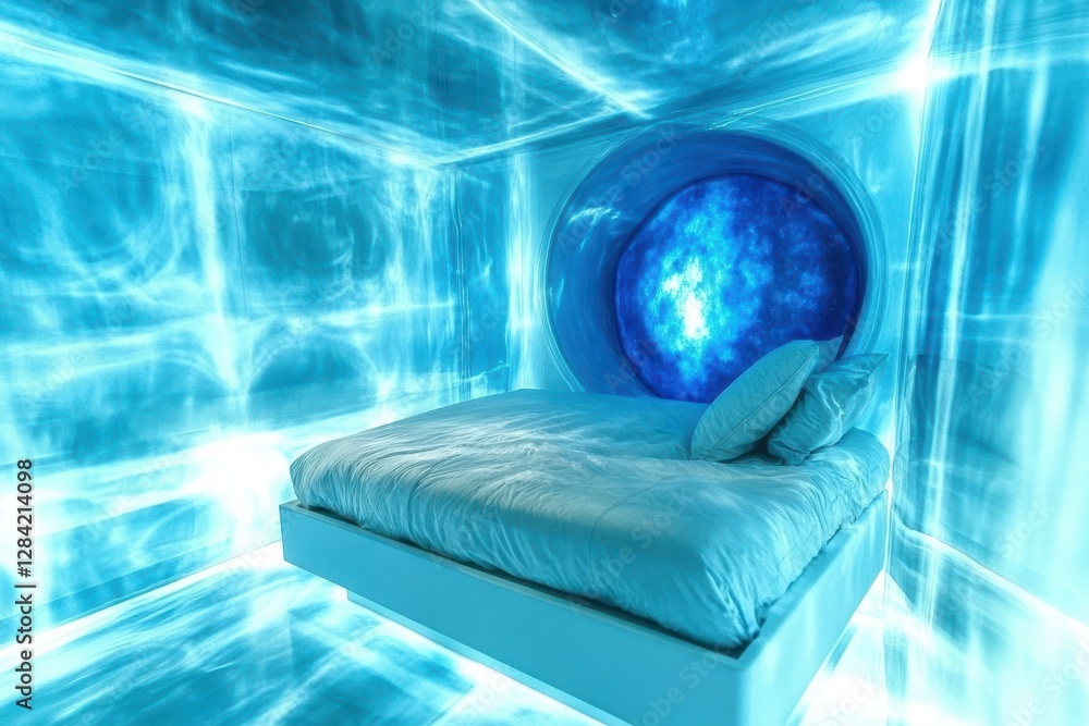 Poster sleek sleep pod features calming blue light for optimal relaxation and deep sleep enhancement