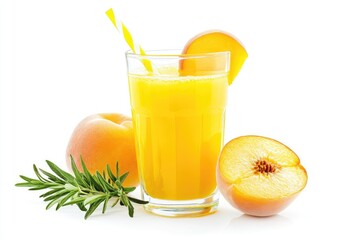 Refreshing Peach Juice Glass with Peaches and Rosemary