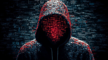 Cybersecurity mosaic broken hacker symbols forming shield representing digital protection cybercrime prevention encryption and online data security in futuristic cyber threat environment