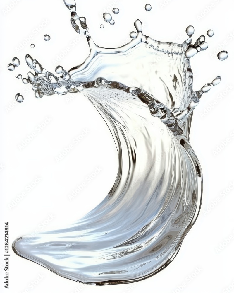 Poster Elegant Milk Splash Creating a Soft Wave Against a Pristine White Backdrop