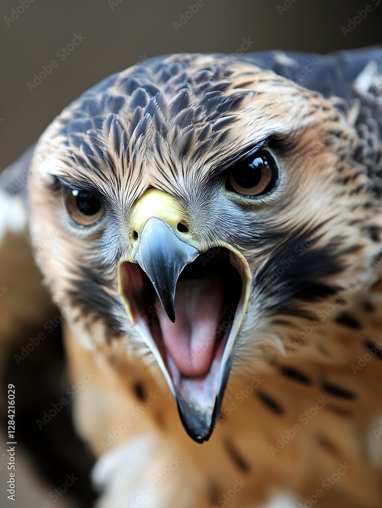 Aufkleber intense closeup of angry hawk in midscreech capturing the power and majesty of birds of prey : gener