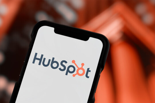 Guilherand-Granges, France - February 22, 2025. HubSpot is a cloud-based CRM platform offering marketing, sales, and customer service tools to help businesses grow and engage customers.