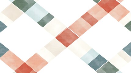 Fototapeta premium Watercolor-Style Diagonal Square Pattern: A Seamless Design Texture AI Generated