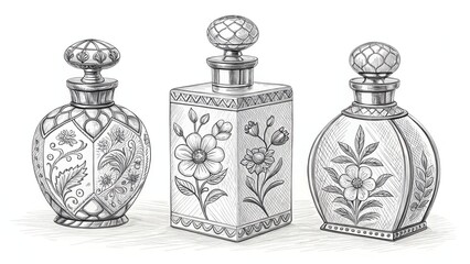 Decorative perfume bottles, sketch design