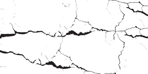 many of lines crack ground for abstract background on white background. 