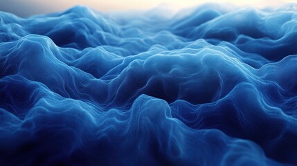 Obraz premium Abstract blue landscape, rippling fabric, mountainous terrain, sunrise background