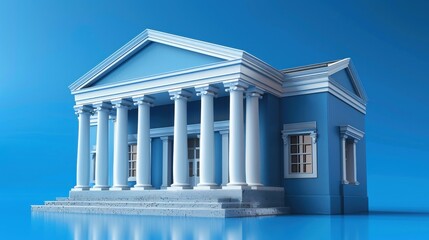 Fototapeta premium Classic Architecture Building with Columns and Pediment Design in Light Blue Color Palette