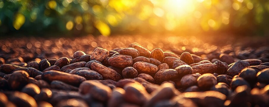Cocoa Bean Harvest Under a Golden Sun Natural Chocolate Ingredient Preparation Drying Process