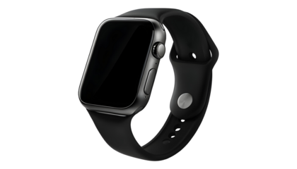 Black Smartwatch on a Transparent Background