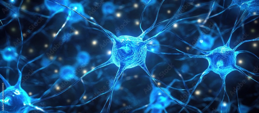 Poster microscopic view of neuron network: a stunning visual representation of neural connections in the br