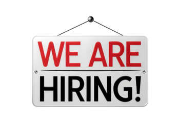 Sleek Rectangular Sign Promoting Job Opportunities on a Transparent Background