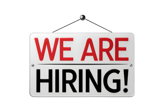 Sleek Rectangular Sign Promoting Job Opportunities on a Transparent Background - Powered by Adobe