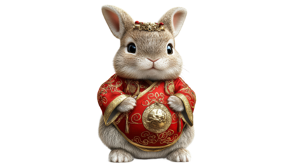 Cute rabbit dressed in traditional red attire