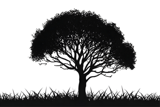 Black Tree Silhouette on a Transparent Background