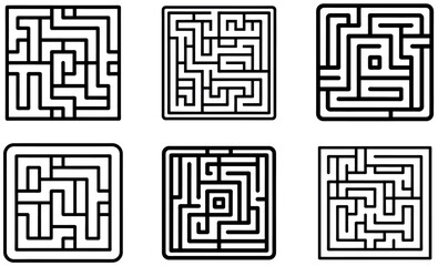 Collection of Intricate Black and White Mazes