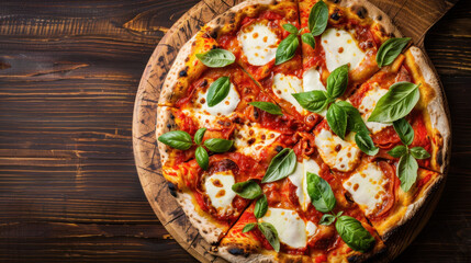 top down view of pizza isolated