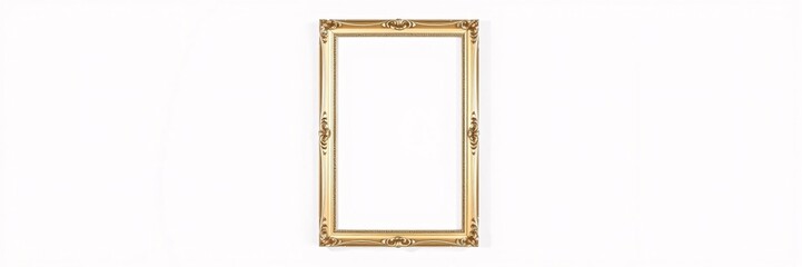 Blank Gold Ornate Picture Frame on White Background &ndash; Classic Art and Photo Mockup