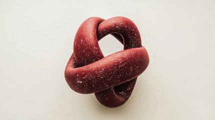 Abstract Red Knot Sculpture on White Background