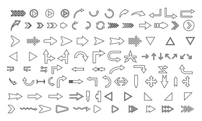 Arrow icons set Outline Vector illustration 
