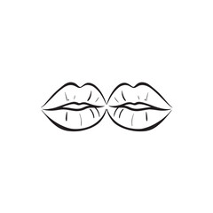 A simple yet elegant illustration of two interlocked lips in a tender kiss