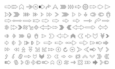 Isolated vector arrows hand drawn on a white background