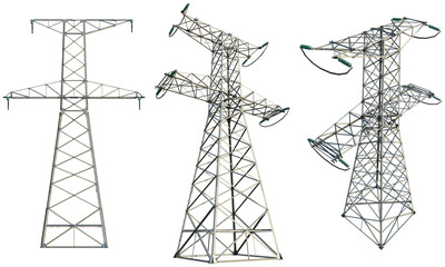High voltage transmission line tower У220+5 isolate cutout transparent background