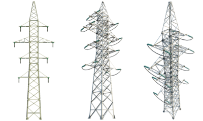 High voltage transmission line tower УС110-6 isolate cutout transparent background