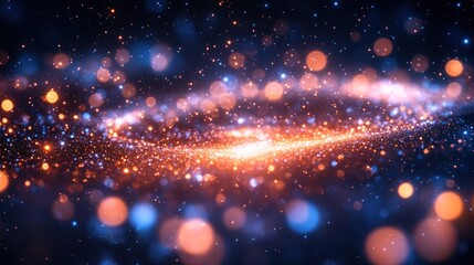 Fototapeta premium Abstract cosmic swirl, glowing particles, night sky background