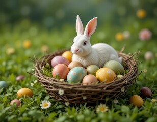 easter bunny with easter eggs