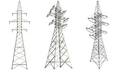 High voltage transmission line tower isolate cutout transparent background