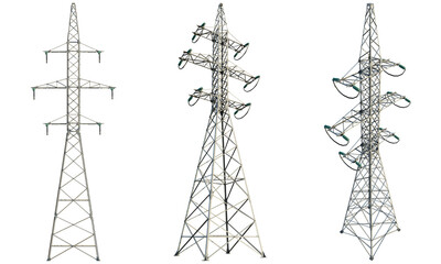 High voltage transmission line tower isolate cutout transparent background