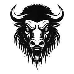 Black Silhouette Of A Buffalo on a Transparent Background