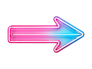 Stylized Neon Arrow Sign on a Transparent Background