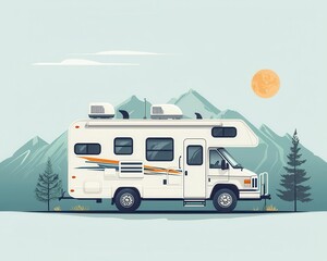 Obraz premium Luxury RV with integrated rooftop observatory, isolated, stargazing experience