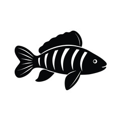 Zebra Pleco Silhouette Vector Art Illustration and Black Color Zebra Pleco Fish Design