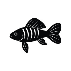 Zebra Pleco Silhouette Vector Art Illustration and Black Color Zebra Pleco Fish Design