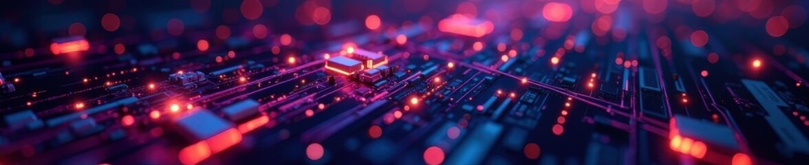 Abstract digital circuitry, glowing nodes, binary code , science, binary, web