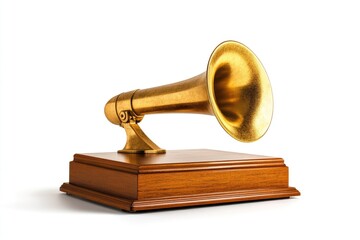 Golden Gramophone on Wooden Base Award