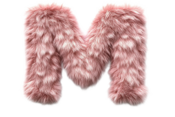 Pink fluffy letter M for decorative purposes