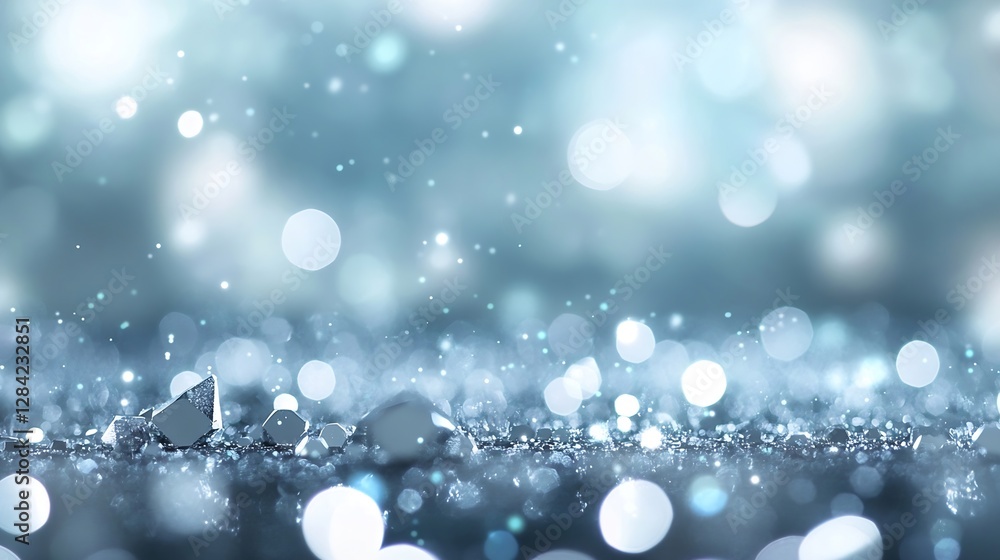 Leinwandbilder beautiful close up of shimmering blue and white bokeh lights creating a magical and soft background 