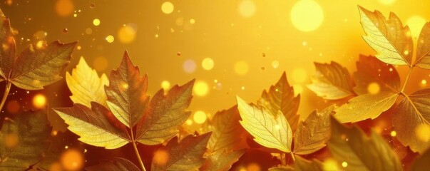 Obraz premium Abstract gold leaf pattern, glittering festive backdrop, holiday background, winter background