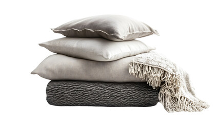 Cozy Neutral Pillows   Throw Blankets  Stacked  Home Decor