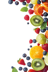 Colorful fresh fruits forming border isolated png transparent background
