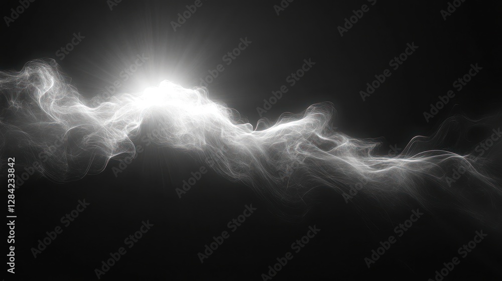 Poster abstract digital render of ethereal, illuminated cloudscape