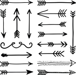 Simple Line Arrows Vector Set Hand Drawn Style