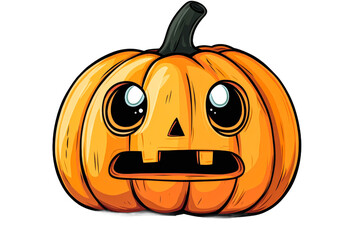 Happy pumpkin character with big eyes and mouth
