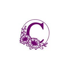 The letter c decorated with sunflowers symbolizes warmth and positive energy, making it ideal for a friendly and artistic brand
