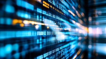 Dynamic abstract digital background with glowing blue and orange data streams showcasing the power of technology : Generative AI