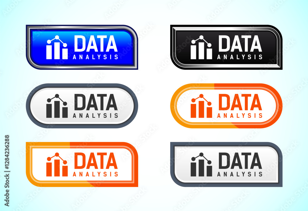 Poster data analysis button design illustration. market research, analytic icon. suitable for mobile app, a