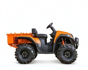 Obraz premium Rugged ATV with snow plow attachment, isolated, versatile offroad utility